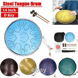 14inch 15 Tone D Steel Tongue Drum Finger Pick Drum Hand Pan Percussion with Bag