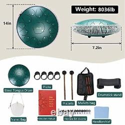 15 Notes 14 inchs Steel Tongue Drum Set, Musical tank drum, C Key with Travel