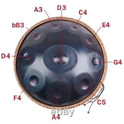 22 10 Notes Hand Pan Drum 440HZ in D Minor Steel Tongue Drum Stand & Bag Yoga