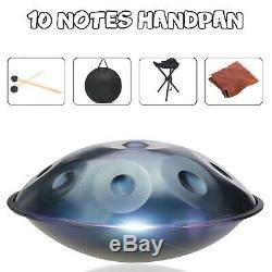 22'' Professional 10 Notes Handmade Steel Tongue Drum Handpan Hand Pan + Bag