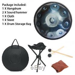 22'' Professional 10 Notes Handmade Steel Tongue Drum Handpan Hand Pan + Bag