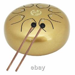 6Inch Lotus Tongue Drum Handpan Drum with Drumsticks & Carrying Bag Golden