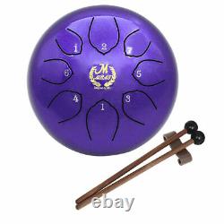 6Inch Lotus Tongue Drum Handpan Drum with Drumsticks & Carrying Bag Purple