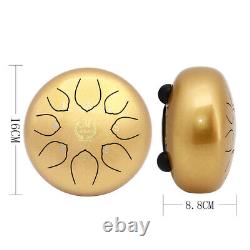 6Inch Lotus Tongue Drum Percussion Instrument with & Carrying Bag Golden