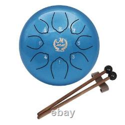 6 Lotus Steel Tongue Drum Handpan Drum with Drumsticks & Carrying Bag Blue