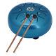 6 Lotus Steel Tongue Drum Percussion Instrument Best Sound with Mallets Blue