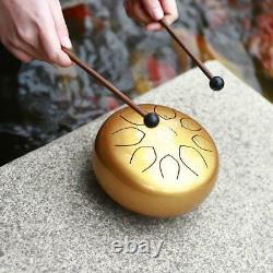 6 Lotus Tongue Drum Percussion Instrument Best Sound & Carrying Bag Golden
