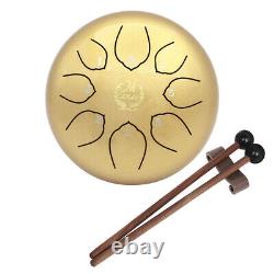 6 Lotus Tongue Drum Percussion Instrument Best Sound with Drumsticks Golden