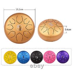 6 inch 8-Tone Steel Tongue Drum Handpan Drums Percussion Instrument Golden N7W5