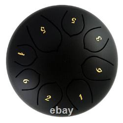 6inch Steel Tongue Drum Hand Pan Drum with Bag Mallets for Adult Kid Black
