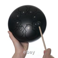 8 Inch Steel Tongue Drum Standard C Key & Drumsticks Carry Bag Gift Black