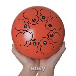 8 Notes Steel Tongue Drum Hand Pan with Carry Bag Cleaning Cloth Gift Orange