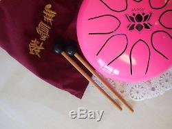 8 Om Steel Tongue Drum, Chakra drum, Handpan, Fine-tuned by hand, Pink, Soun