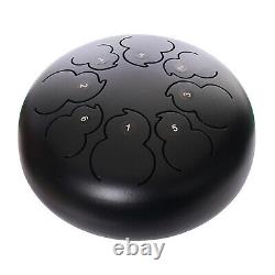 8 Steel Tongue Drum Standard C Key and Music Book Gift for Boys Girls Black