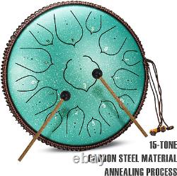 AMKOSKR 14 35cm Steel Tongue Drum D Key 15 Notes Hand Pan Drum