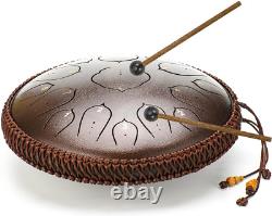 AMKOSKR 14 35cm Steel Tongue Drum D Key 15 Notes Percussion