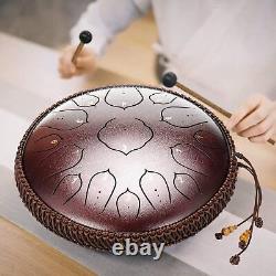 AMKOSKR 14 Inches 35cm Steel Tongue Drum D Key 15 Notes Percussion Instrument H