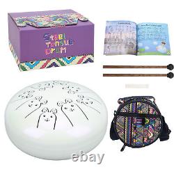 Alloy Steel Tongue Drum 8 Note 5.5in Chakra Tank Ethereal Handpan White