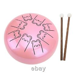 Alloy Steel Tongue Drum 8 Notes 5.5in Chakra Tank Ethereal Pink 12 GFL