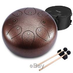 Asmuse Steel Tongue Drum 10 Inch Percussion Instrument Hang Pan Drum 8 Notes and