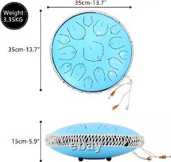 BQKOZFIN 14 Inch Steel Tongue Drum 15 Notes 14 Inches-15 Notes, Lake Blue