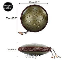 BQKOZFIN 14 Inch Steel Tongue Drum 15 Notes Hand Drum Percussion Instr
