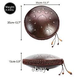 BQKOZFIN 14 Inch Steel Tongue Drum 15 Notes Hand Drum Percussion Instrument Tank