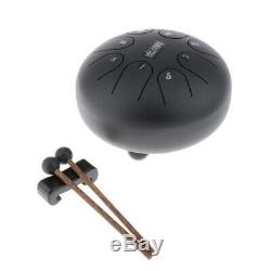 Black 6 Steel Tongue Drum Handpan 8 Notes Hand Tankdrum Instruments
