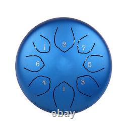 Blue 6 Inch Steel Tongue Drum Handpan 8 Notes C for Mind Healing Yoga E7V2