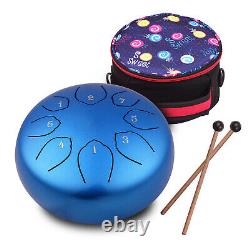Blue 6 Inch Steel Tongue Drum Handpan 8 Notes C for Mind Healing Yoga V7B3