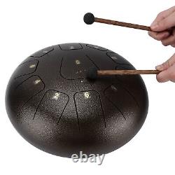 (Bronze)Steel Tongue Hand Made Healing 12in Worry Free Drums With Wide