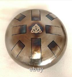 E Celtic minor, Steel Tongue Drum, Tank drum, Hand Made, Beaters, Trinity Knot