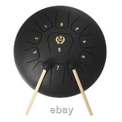 Exquisite Steel 12inch 11-Notes Lotus Tongue Drum Hand Percussion Black