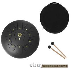 Exquisite Steel 12inch 11-Notes Lotus Tongue Drum Hand Percussion Black