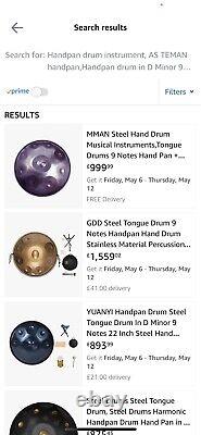 GDD Steel Tongue Drum 9 Notes Handpan Hand Drum Stainless Material + Bag (GOLD)