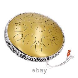 (Gold)Steel Tongue Drum 14in 15 Notes Handpan Drum Kit With Travel