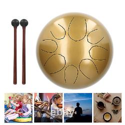 (Gold)Steel Tongue Drum 8-Tone Ethereal Worry-Free Sanskrit Hand Pan 10in LVE