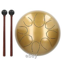 (Gold)Steel Tongue Drum 8-Tone Ethereal Worry-Free Sanskrit Hand Pan 10in SLS