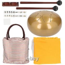 (Gold)Steel Tongue Drum 8-Tone Ethereal Worry-Free Sanskrit Hand Pan 10in SLS