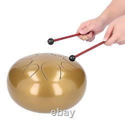 (Golden)10in Percussion Instrument Tongue Drum Ethereal 8Tone WorryFree Steel