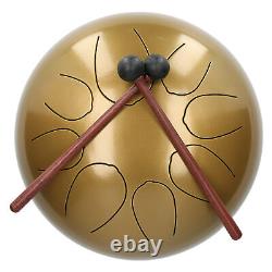 (Golden)10in Tongue Drum Steel Sanskrit Percussion Instrument Drum Percussion