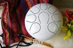 Hand Pan Drum Steel Tongue Drum Chakra drum WuYou 9in Great Christmas Gift White