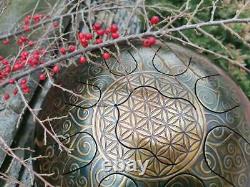 Handpan Steel Tongue Tank Drum Flower of Life Sacred Geometry Sound Healing