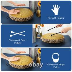 Handpan Ulalov Padded Steel Tongue Drum Fits Finger Gift 15 Notes Mallets Pick