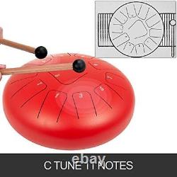 HuSuper Steel Tongue Drum 11 Notes Tambourine 12 Inch Handpan 6 lbs Red Musical