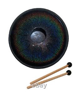 Idiopan Domina 12 Tunable Steel Tongue Drum with Mallets Onyx Rainbow