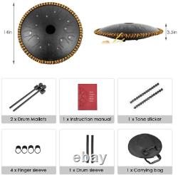 KKTECT 14 Notes Steel Tongue Drum, 14 inch Hand Pan Drum with Mallets, Textbook