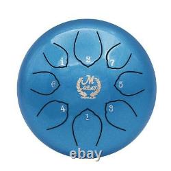 Lotus Steel Tongue Drum Percussion Instrument Best Sound with Mallets Blue