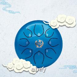 Lotus Steel Tongue Drum Percussion Instrument Handpan Drum with Mallets Blue