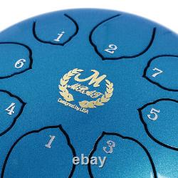 Lotus Steel Tongue Drum Percussion Instrument Handpan Drum with Mallets Blue